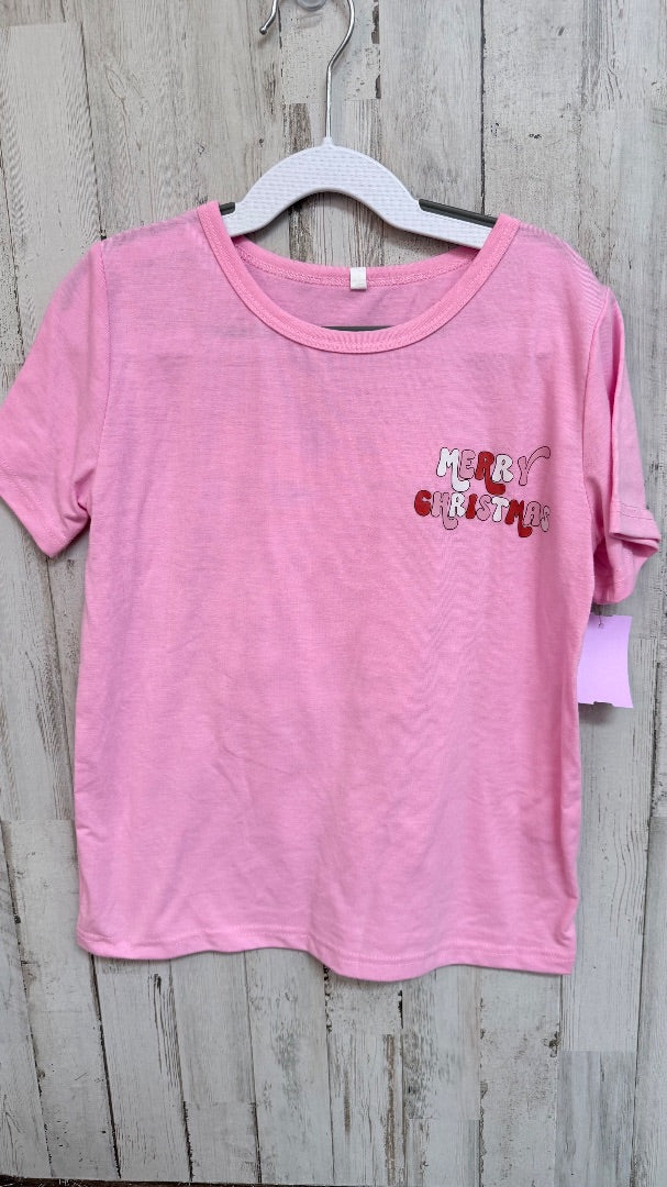 PINK  MERRY CHRISTMAS TEE, GIRLS 7/8