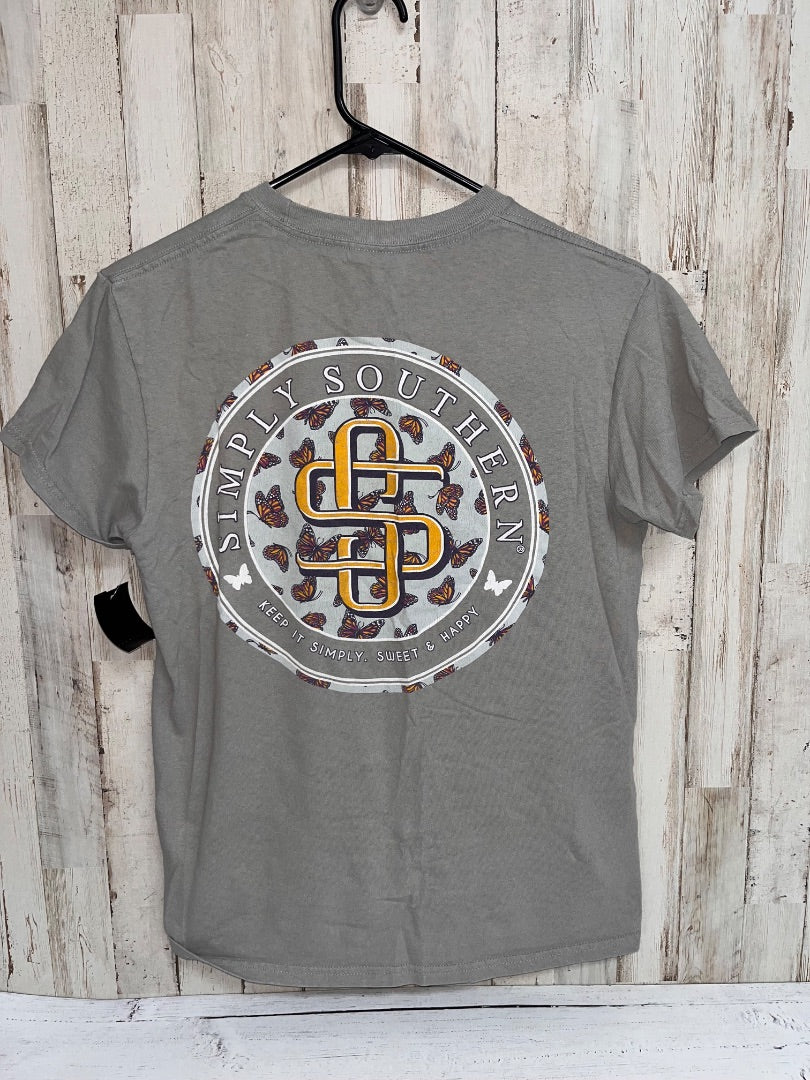 GREY SIMPLY SOUTHERN BUTTERFLY LOGO TEE, LADIES S