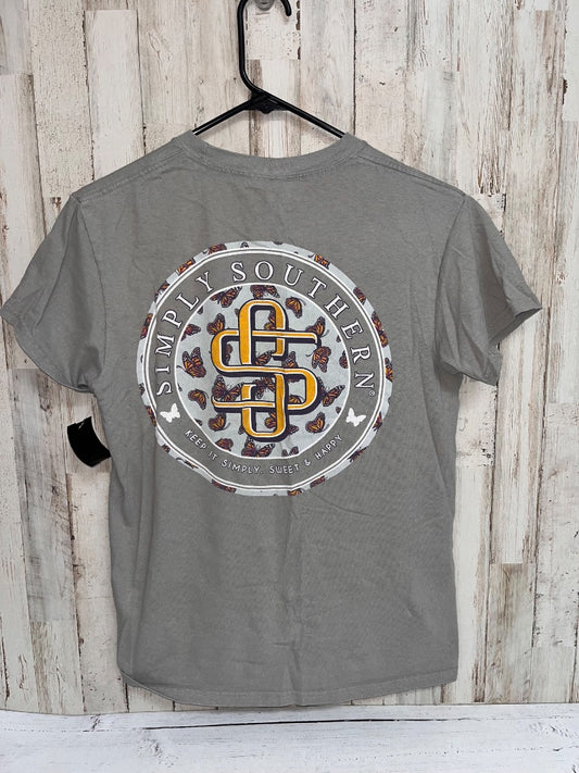 GREY SIMPLY SOUTHERN BUTTERFLY LOGO TEE, LADIES S