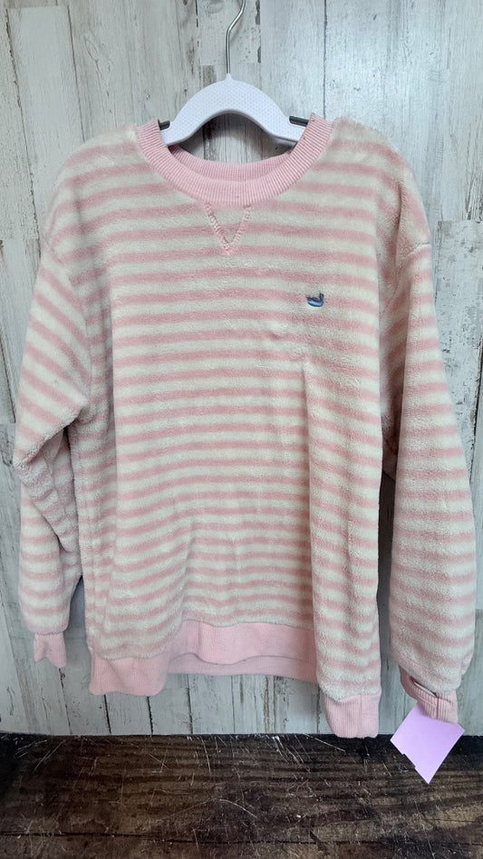 PINK/CREAM SOUTHERN MARSH STRIPE PULLOVER, GIRLS 8