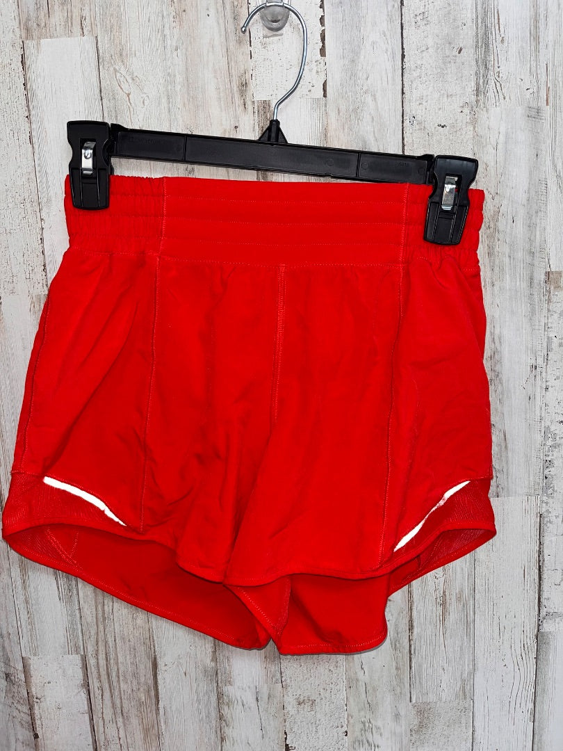 RED LULULEMON SZ 4 DRY FIT SHORTS, LADIES S