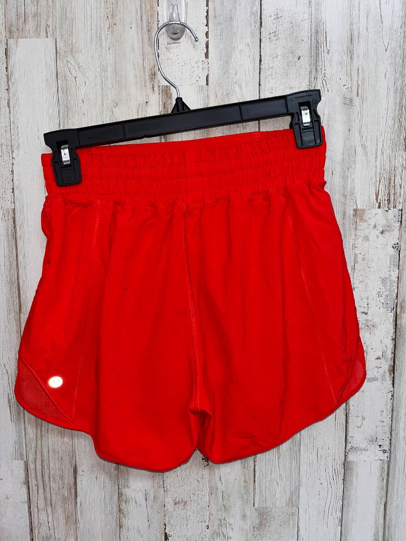 RED LULULEMON SZ 4 DRY FIT SHORTS, LADIES S