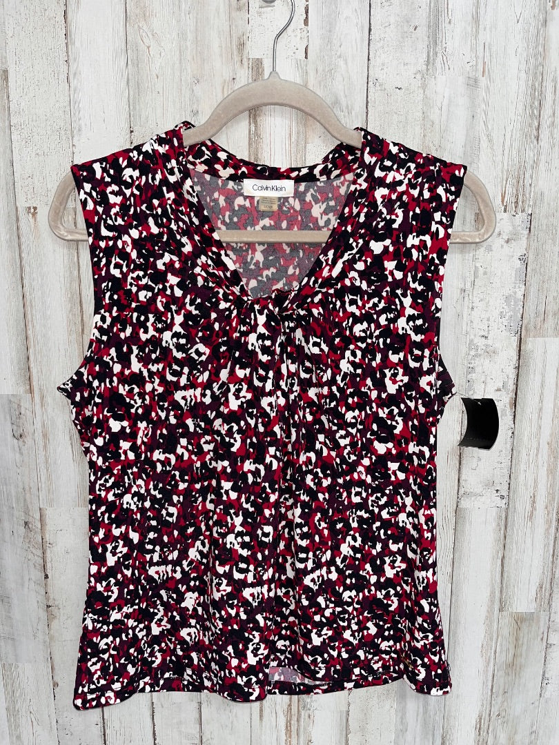 BLACK/PLUM CALVIN KLEIN PRINT TWIST NECK TANK, LADIES S