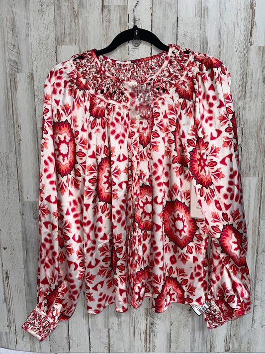PINK CALLIGRAPHIE SILKY MEDALLION BLOUSE, LADIES S