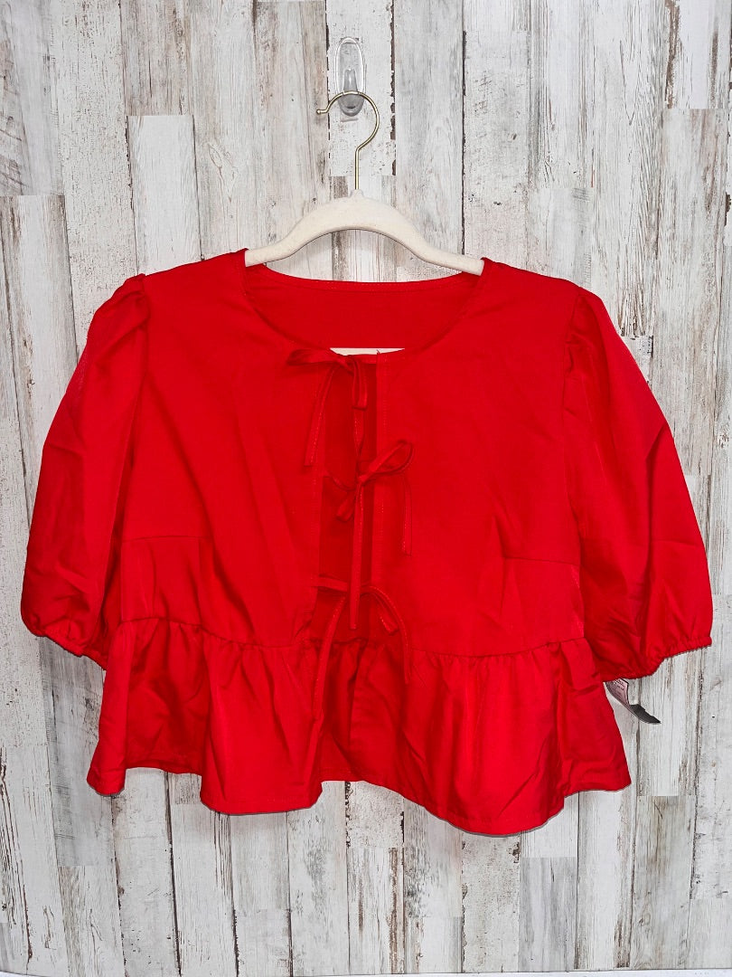 RED  TIE FRONT TIER TOP, LADIES M