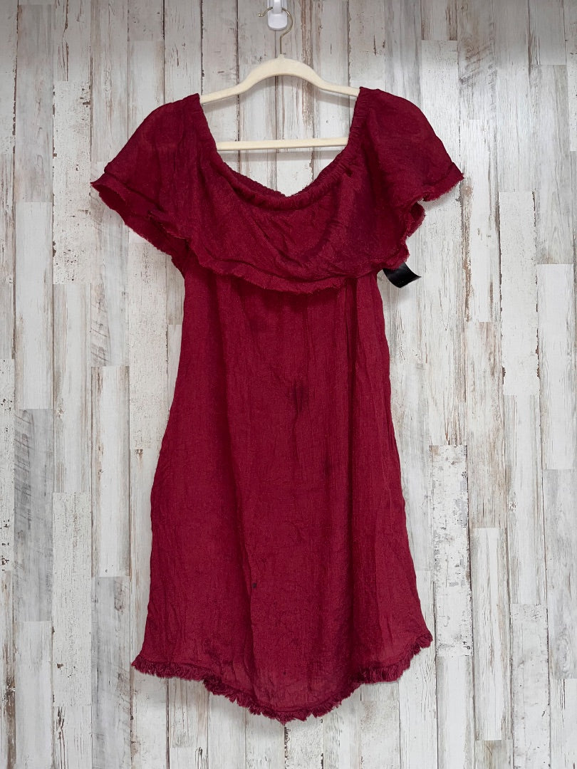 MAROON WISHLIST MUSLIN RUFFLE COLLAR DRESS, LADIES M