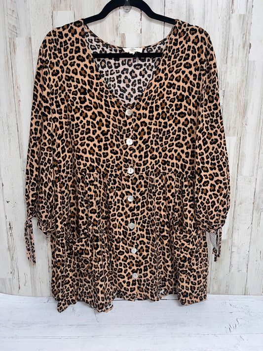 BROWN ENTRO CHEETAH TUNIC, LADIES XL