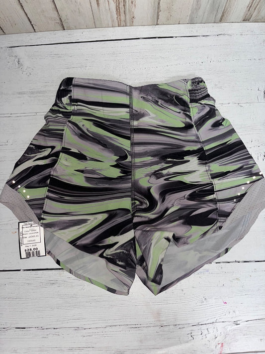 GREY/GREEN LULULEMON SZ0 PRINTED SHORTS, LADIES XS