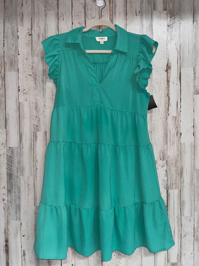 GREEN UMGEE COLLAR TIER DRESS, LADIES S