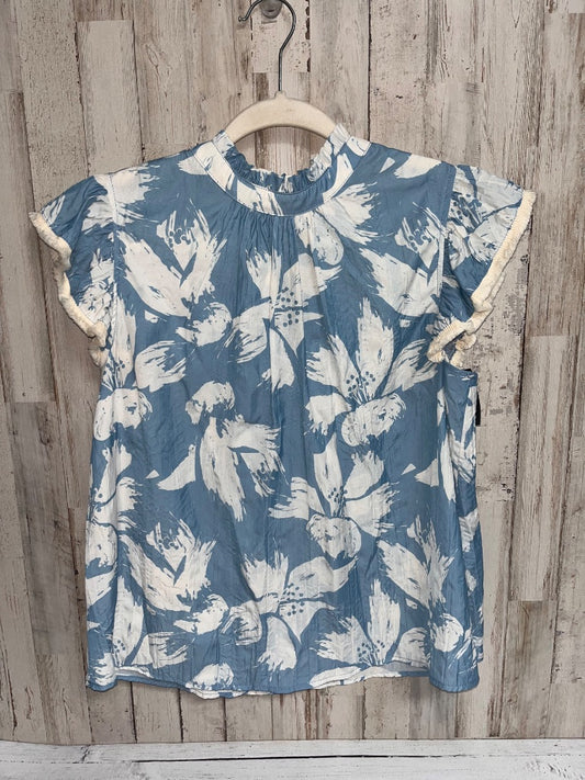 LIGHT BLUE VOY BRUSH STROKE TASSLE SLEEVE TOP, LADIES S