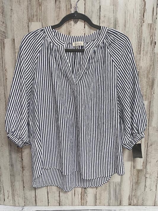 GREY/WHITE CHENAULT SEERSUCKER PUFF SLEEVE TOP, LADIES S