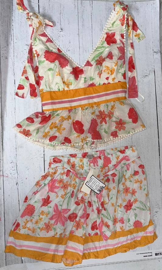 IVORY/PINK Francescas NEW 2PC FLORAL SET, LADIES XS
