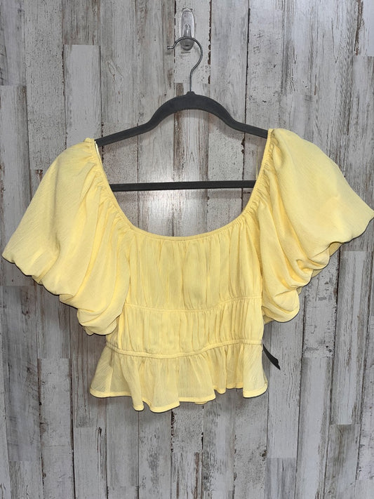 YELLOW ALTARD STATE NEW PUFF SLEEVE TIER TOP, LADIES XS