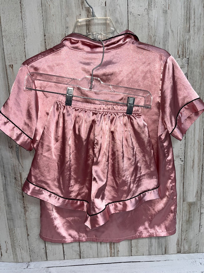 PINK/BLACK  SATIN PJ SET, LADIES XS