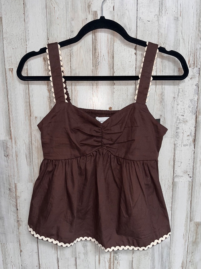 BROWN JAPNA RIC RAC BABYDOLL TOP, LADIES XS