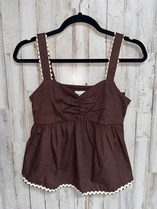 BROWN JAPNA RIC RAC BABYDOLL TOP, LADIES XS