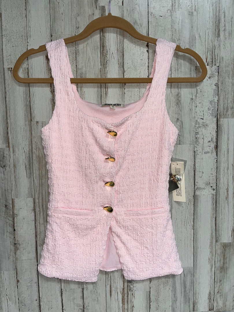 PINK DEREK HEART NEW BUTTON TEXTURED VEST, LADIES XS