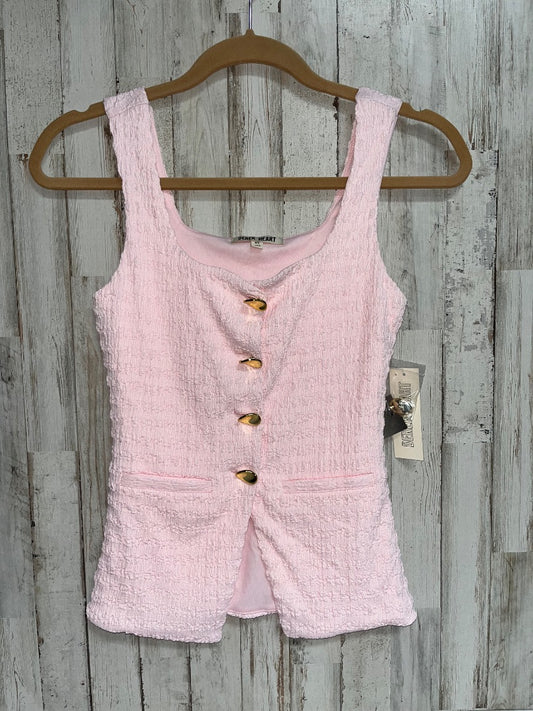 PINK DEREK HEART NEW BUTTON TEXTURED VEST, LADIES XS