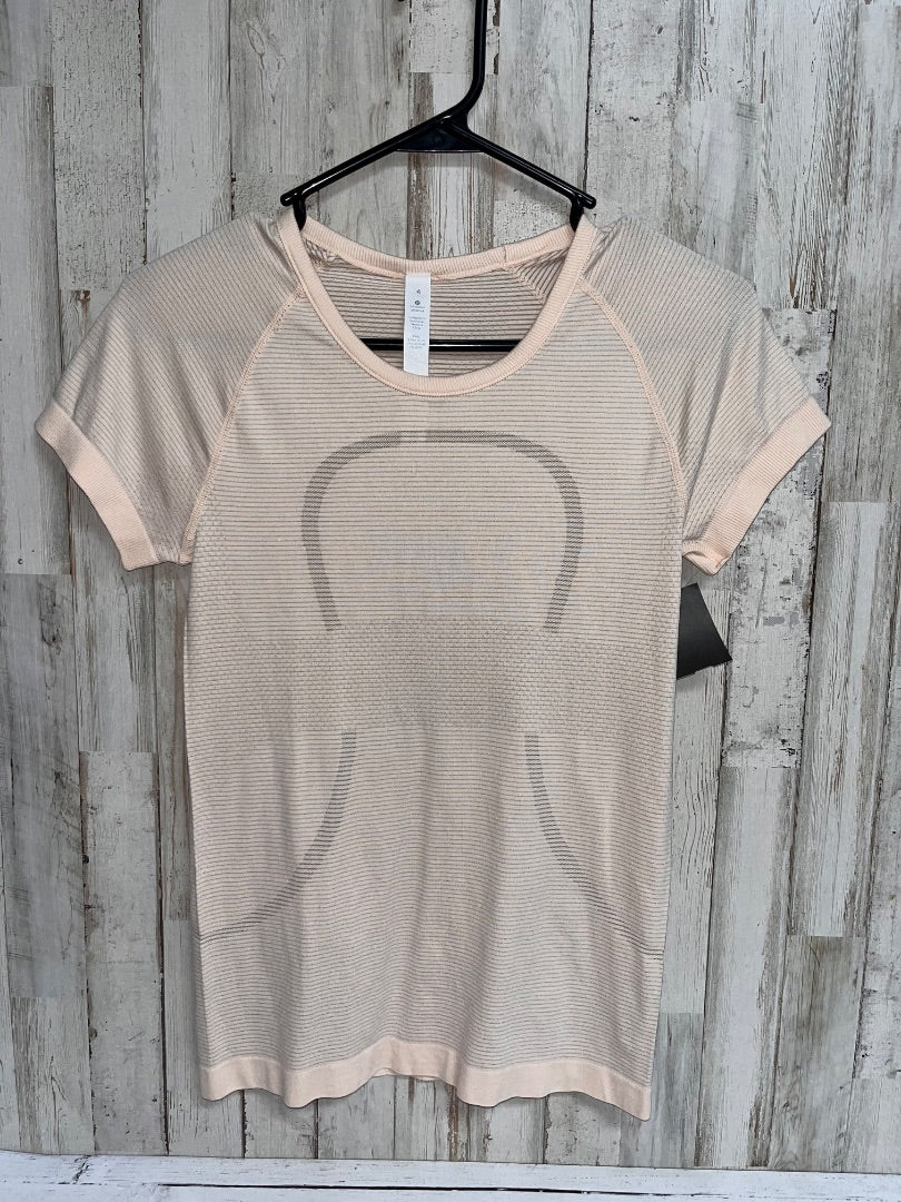 PEACH LULULEMON SZ 4 TECH TEE, LADIES S
