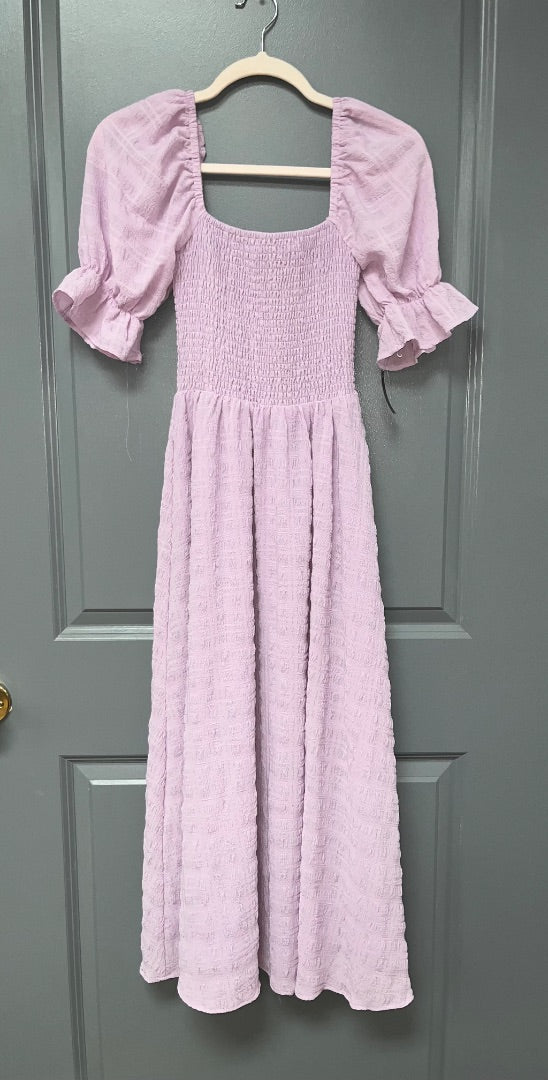 LILAC ALTARD STATE SMOCKED TEXTURED MAXI, LADIES XS