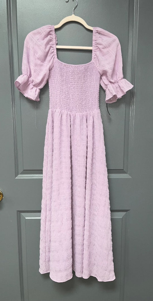 LILAC ALTARD STATE SMOCKED TEXTURED MAXI, LADIES XS