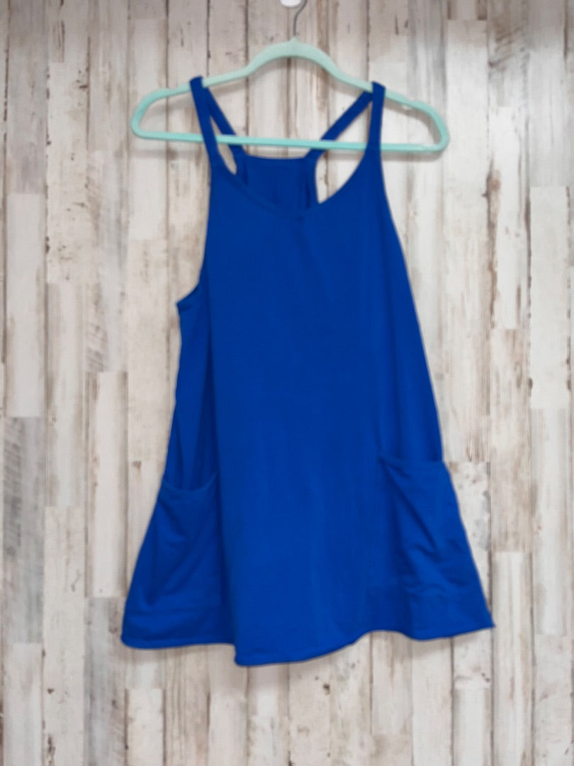 BRIGHT BLUE FASHION COTTON POCKET DRESS WITH BUILT IN SHORTS, LADIES M