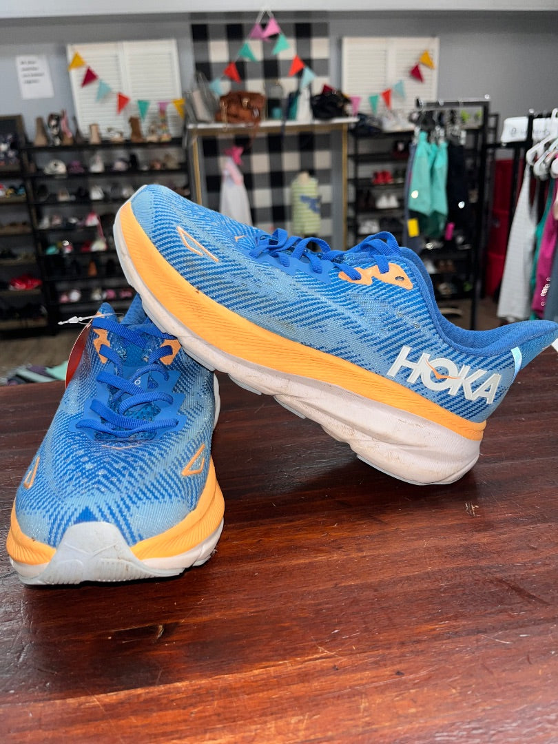 BLUE/ORANGE HOKA CLIFTON 9 SNEAKERS, SHOES A7.5