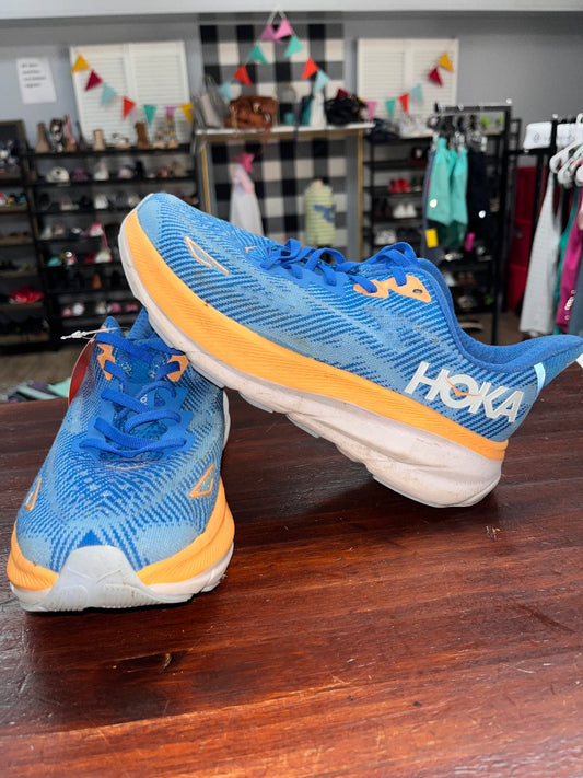 BLUE/ORANGE HOKA CLIFTON 9 SNEAKERS, SHOES A7.5
