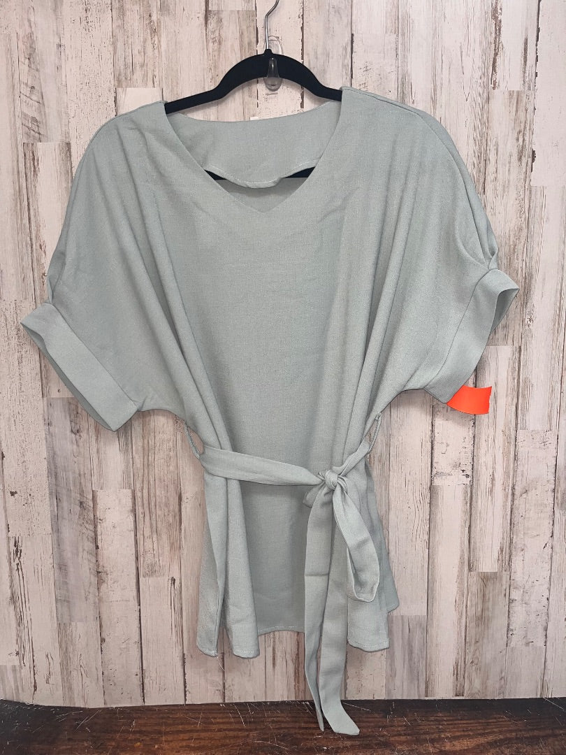 SAGE SHEIN BELTED V NECK TOP, LADIES M