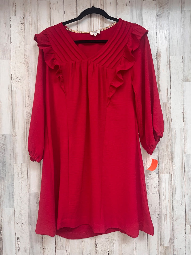 RED UMGEE RUFFLE PLEAT DRESS, LADIES M