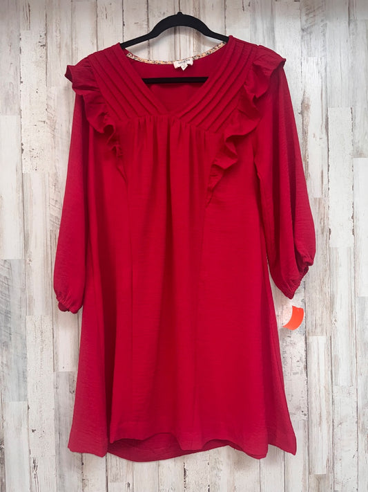 RED UMGEE RUFFLE PLEAT DRESS, LADIES M