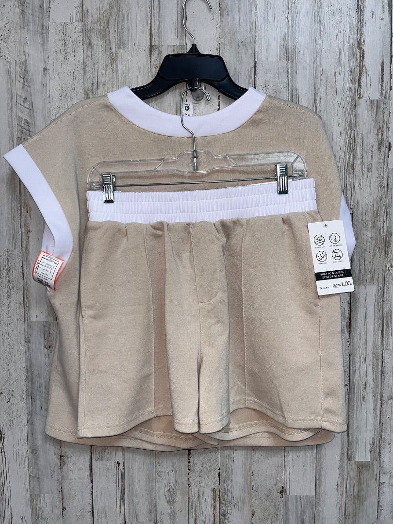 TAN/WHITE OTOS NEW 2PC SOFT SET, LADIES L/XL