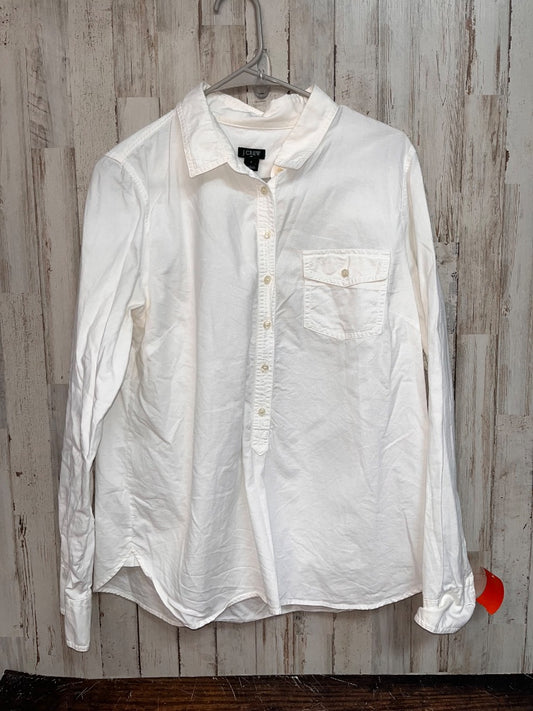 WHITE J CREW BUTTON UP, LADIES L