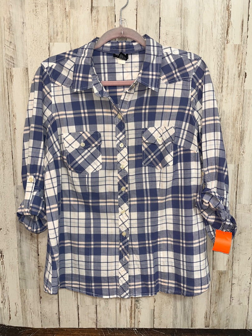 BLUE TORRID PLAID BUTTON UP, LADIES XL