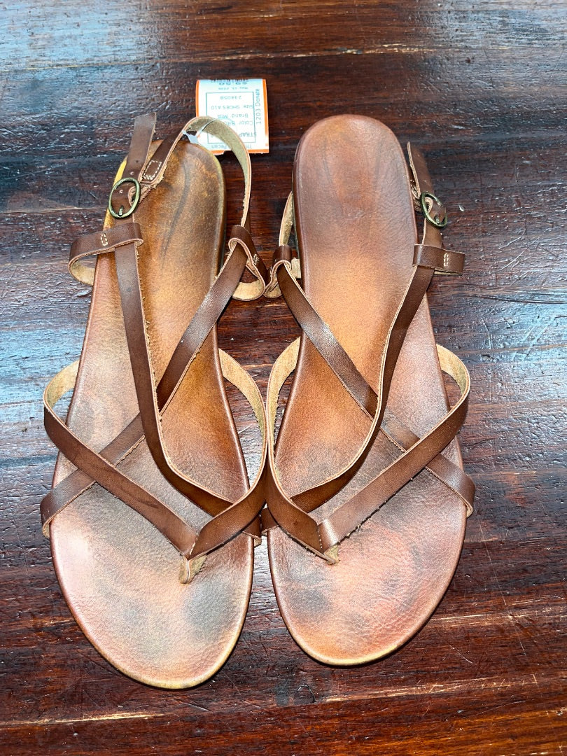 BROWN MIA STRAP SANDALS, SHOES A10