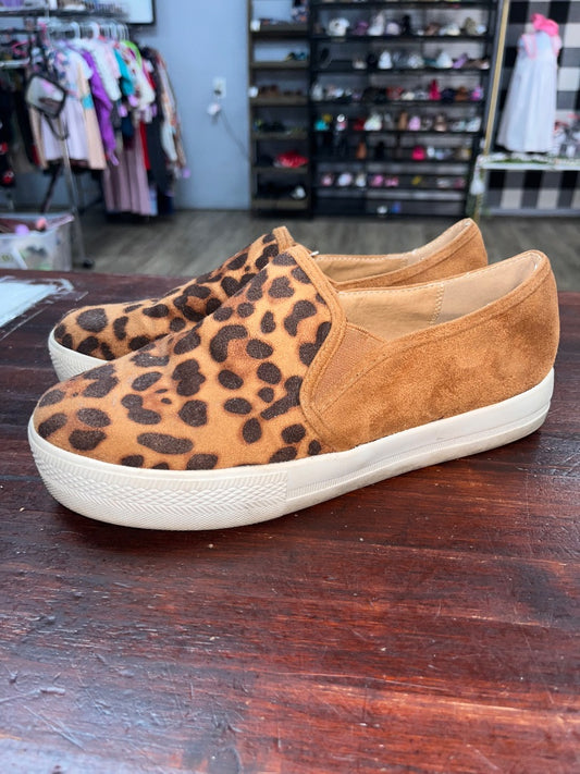 TAN SOHO LEOPARD SLIP ON SNEAKERS, SHOES A8.5