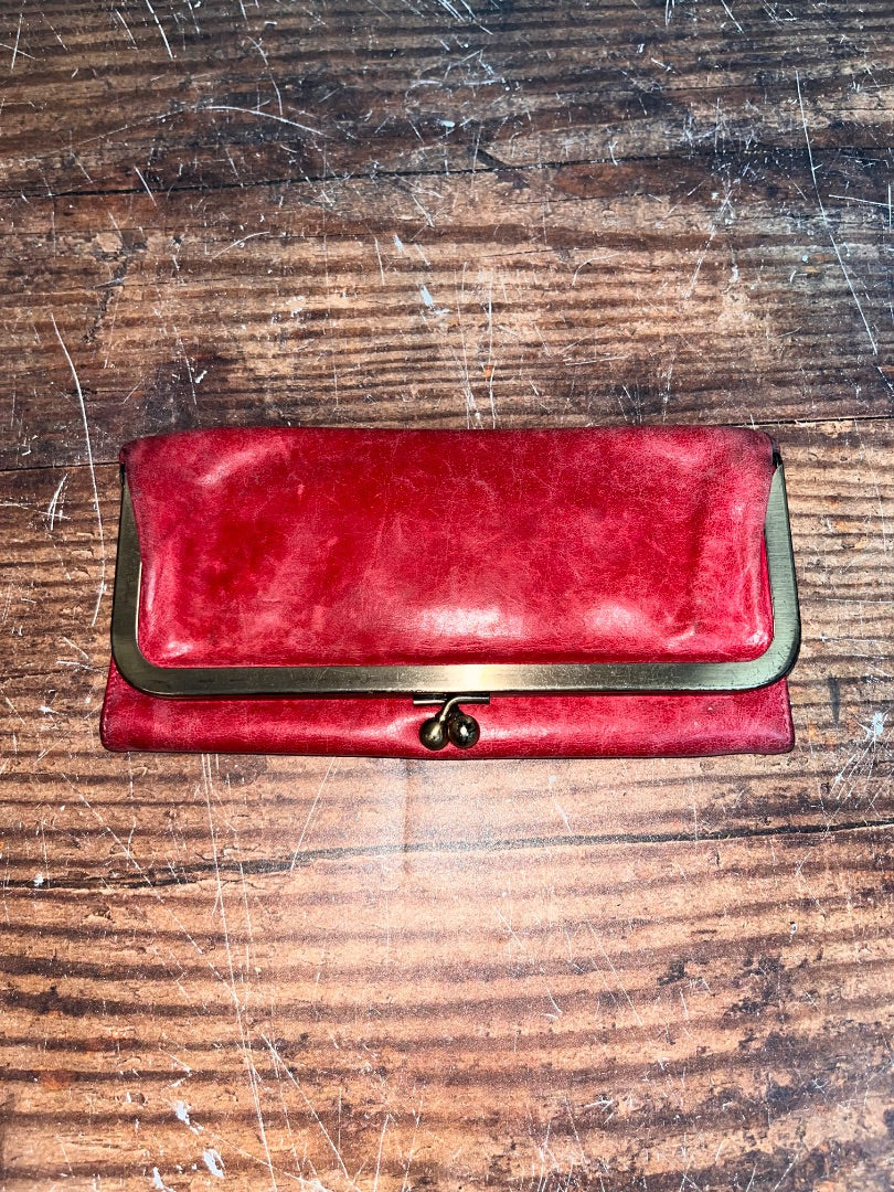RED HOBO LEATHER TRIFOLD WALLET