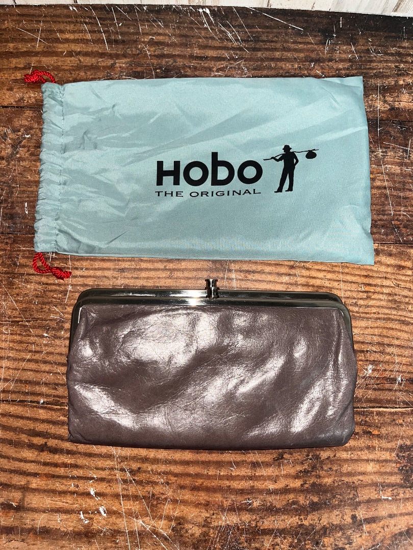 GREY HOBO DOUBLE FOLD CLUTCH WALLET