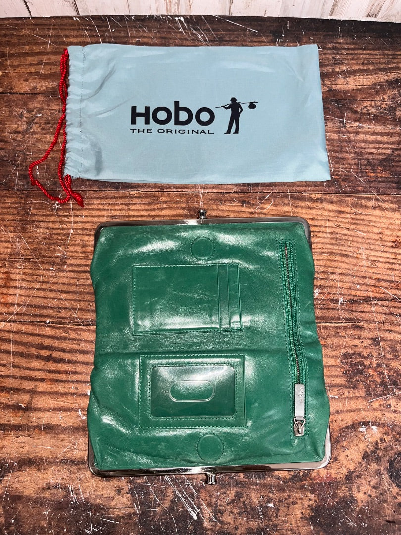 GREEN HOBO DOUBLE FOLD CLUTCH WALLET