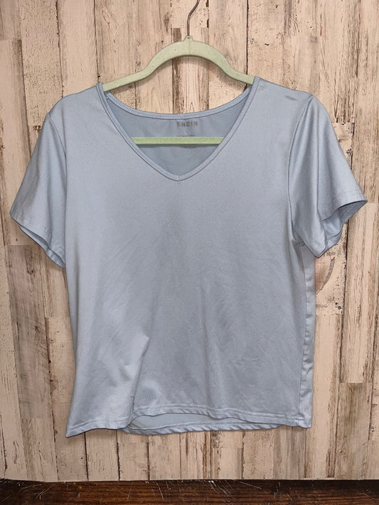 LIGHT BLUE SHEIN V NECK TEE, LADIES L