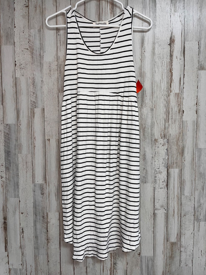 WHITE/BLACK IMPRESSIONS STRIPE RIBBED TANK DRESS, LADIES L