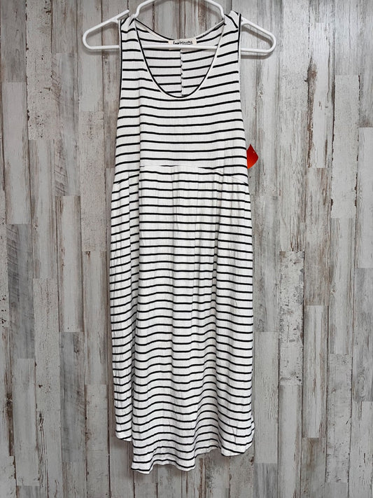 WHITE/BLACK IMPRESSIONS STRIPE RIBBED TANK DRESS, LADIES L