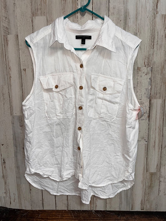 WHITE BANANA REPUBLIC SLEEVELESS BUTTON UP, LADIES L