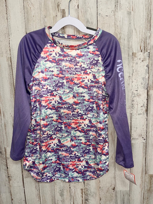 PURPLE OCEAN + COAST LONG SLEEVE PRINT SWIM SHIRT, GIRL 7/8