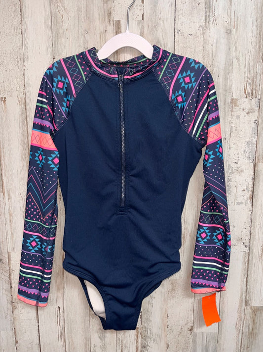 NAVY WONDER NATION ZIP AZTEC SWIM, GIRL 7/8