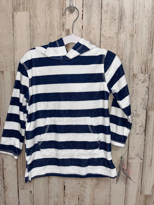 NAVY/WHITE WAVE ZONE NEW TERRY CLOTH SWIM COVER HOODIE, BOY 2T