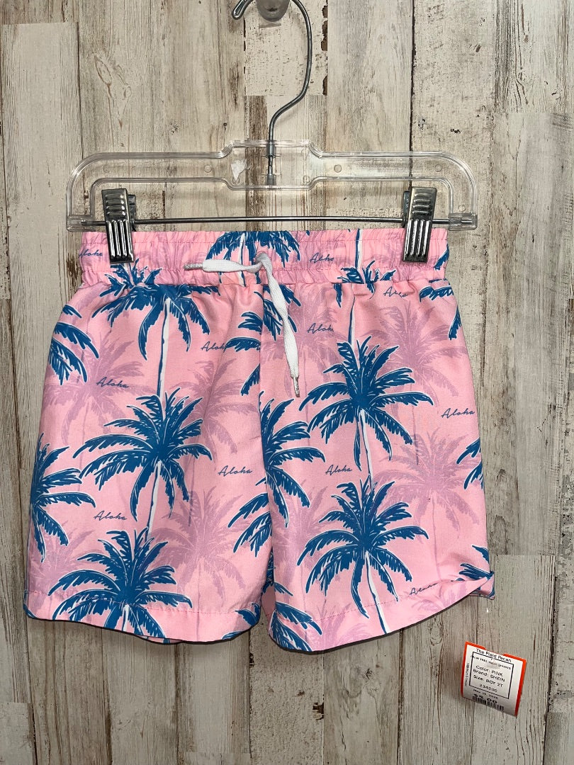 PINK SHEIN PALM TREE SWIM SHORTS, BOY 2T