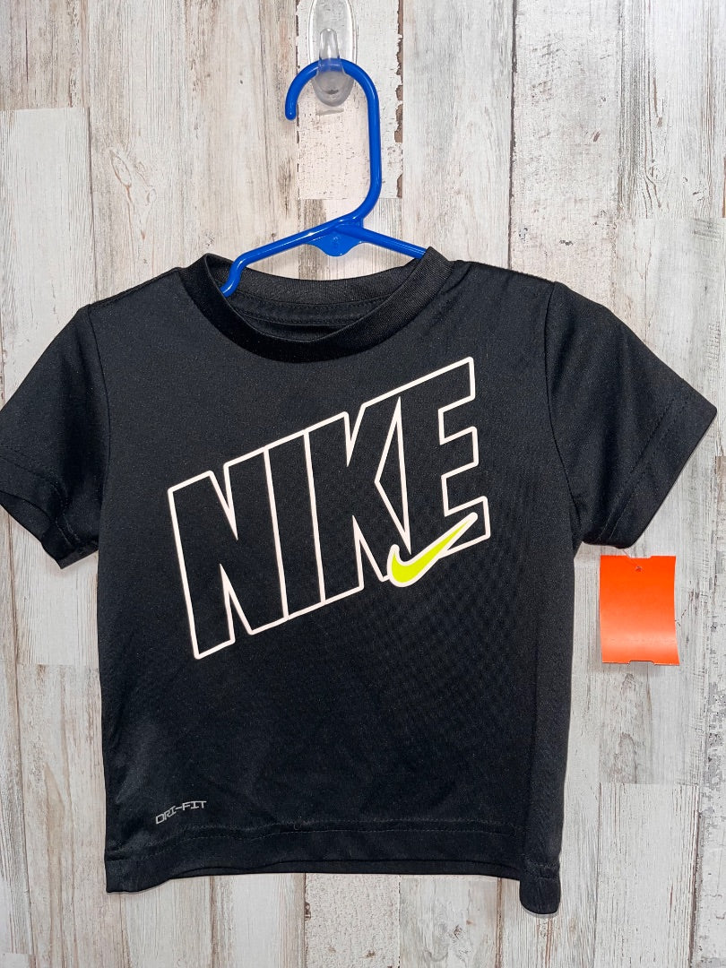 BLACK NIKE DRY FIT LOGO TEE, BOY 2T