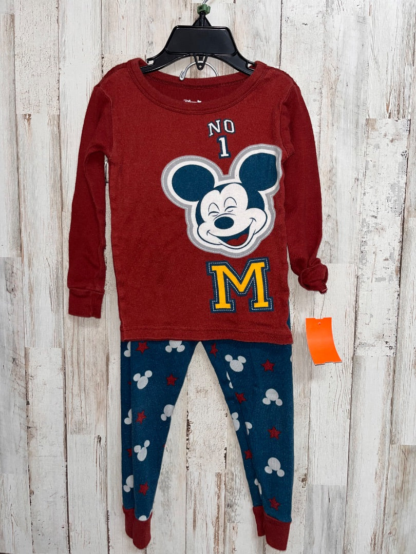 MAROON DISNEY #1 MICKEY PJ SET, BOY 3T