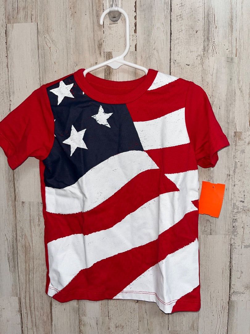 RED CHILDRENS PLACE AMERICAN FLAG TEE, BOY 3T